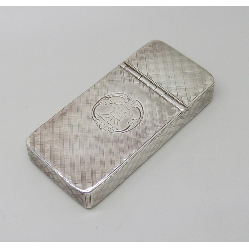 7028 - A Victorian silver box with two compartments and engraved crest, Nathaniel Mills, Birmingham, 1848, ... 