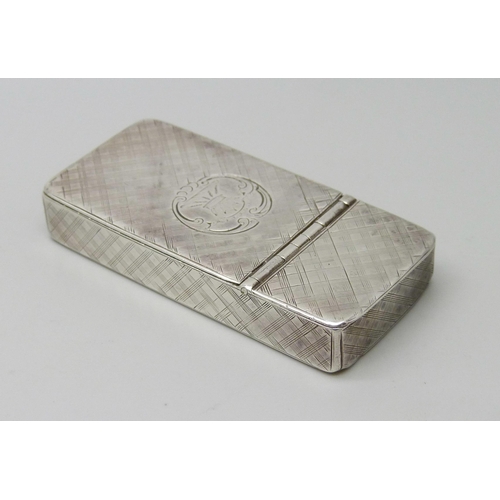 7028 - A Victorian silver box with two compartments and engraved crest, Nathaniel Mills, Birmingham, 1848, ... 