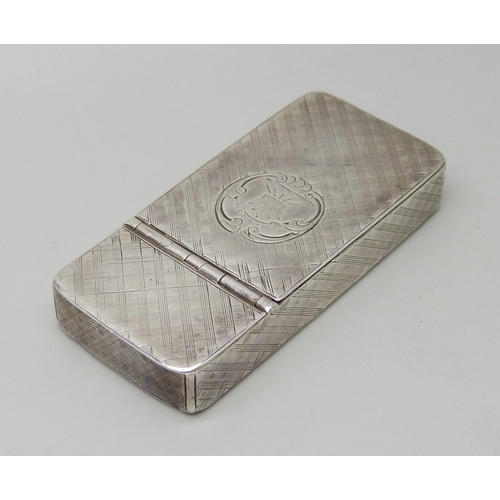7028 - A Victorian silver box with two compartments and engraved crest, Nathaniel Mills, Birmingham, 1848, ... 