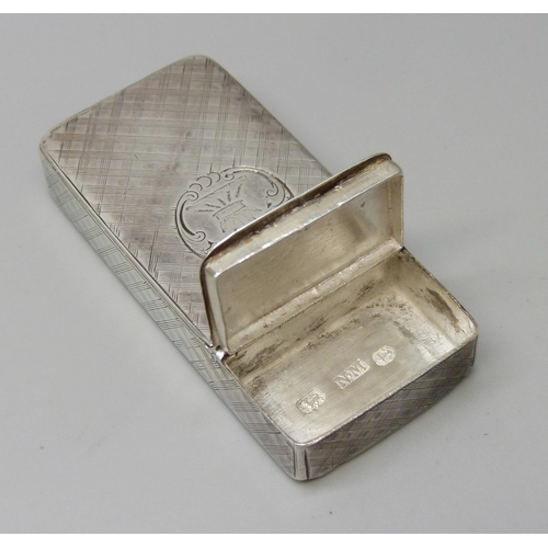 7028 - A Victorian silver box with two compartments and engraved crest, Nathaniel Mills, Birmingham, 1848, ... 