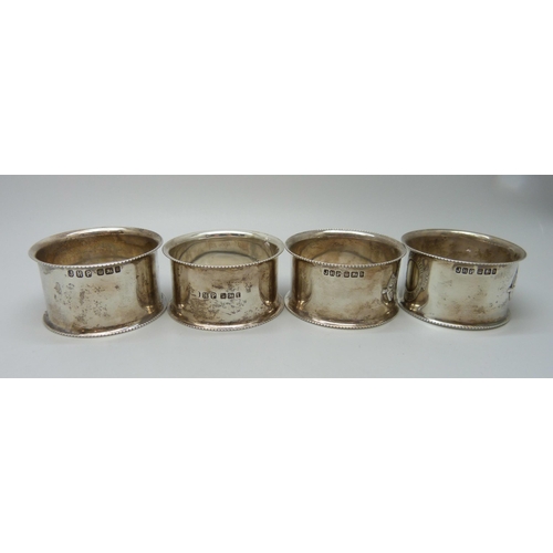 A set of four Victorian silver Crufts Dog Show napkin rings, Sheffield ...