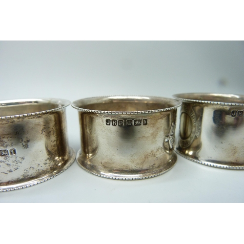 A set of four Victorian silver Crufts Dog Show napkin rings, Sheffield ...