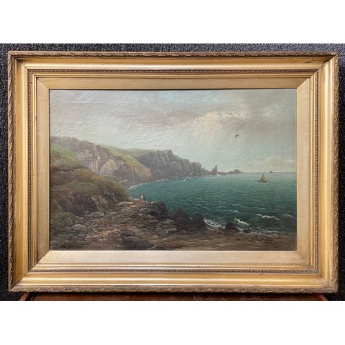 296 - Richard Allan, Devonshire coastal scene landscape, oil on canvas, framed