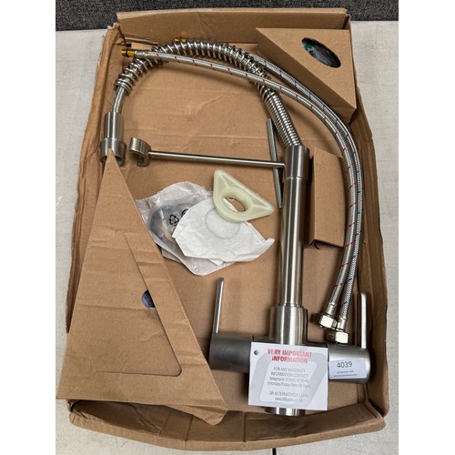 4039 - Brushed nickel pull down mixer tap (556-174) *This lot is subject to VAT