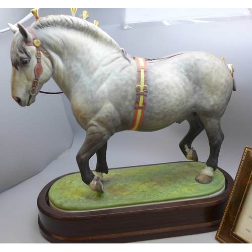 2065 - A Royal Worcester limited edition figure, Percheron Stallion, by Doris Lindner, with certificate, nu... 