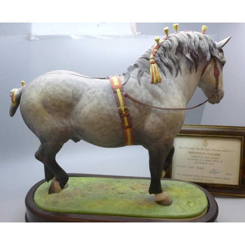 2065 - A Royal Worcester limited edition figure, Percheron Stallion, by Doris Lindner, with certificate, nu... 