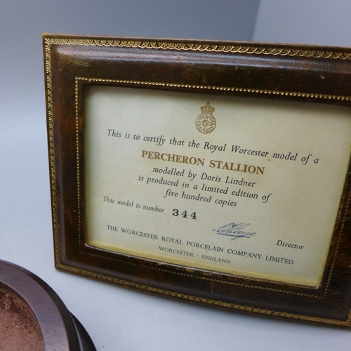 2065 - A Royal Worcester limited edition figure, Percheron Stallion, by Doris Lindner, with certificate, nu... 