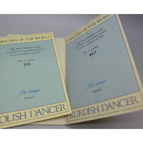 2067 - Two Royal Doulton limited edition Dancers of the World figures, Polish dancer and Kurdish dancer, wi... 