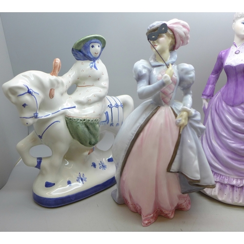 2070 - Four figures, Royal Worcester 'Masquerade', Coalport 'Ladies of Fashion Sarah', Royal Doulton 'Fair ... 