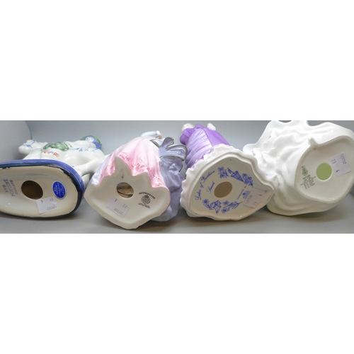 2070 - Four figures, Royal Worcester 'Masquerade', Coalport 'Ladies of Fashion Sarah', Royal Doulton 'Fair ... 