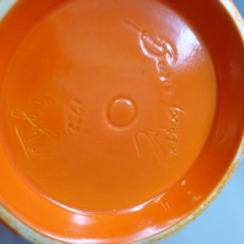 2073 - A Susie Cooper orange vase, standard ware, signed and also marked 1932 England, 17cm
