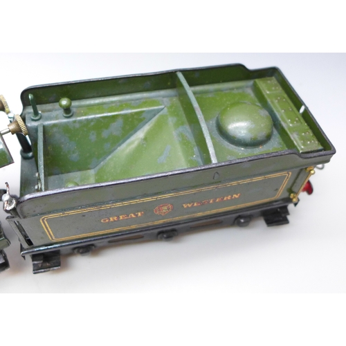 2087 - A clockwork O gauge model railway locomotive, Caerphilly Castle, with tender