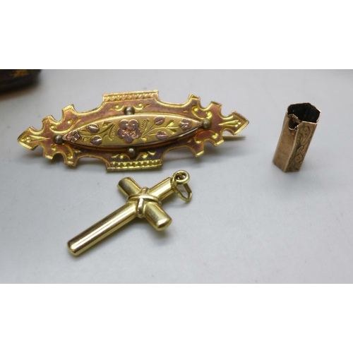 2104 - A collection of costume jewellery, three silver rings, gold-tone locket, etc.