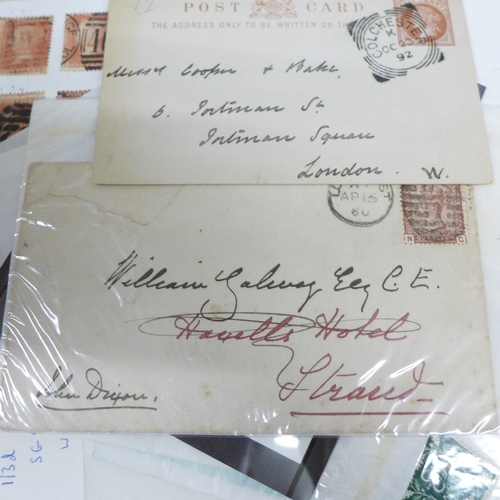 2129 - Stamps; a box file of Great Britain stamps, covers, etc.