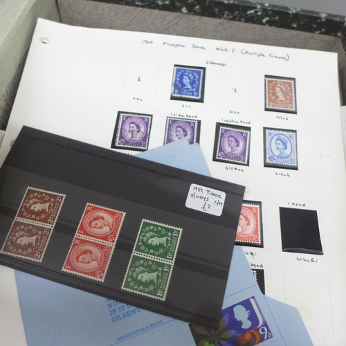 2129 - Stamps; a box file of Great Britain stamps, covers, etc.