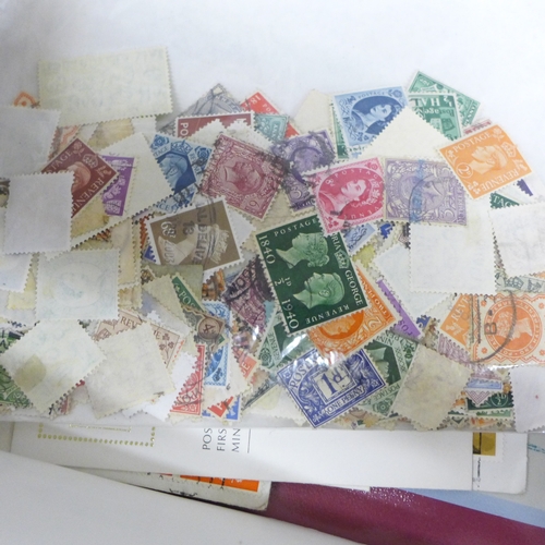 2129 - Stamps; a box file of Great Britain stamps, covers, etc.