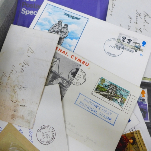 2129 - Stamps; a box file of Great Britain stamps, covers, etc.