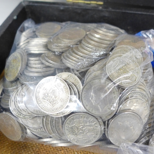 2133 - Coins; a collection of post 1947 pre-decimal coins, approximately 7kg