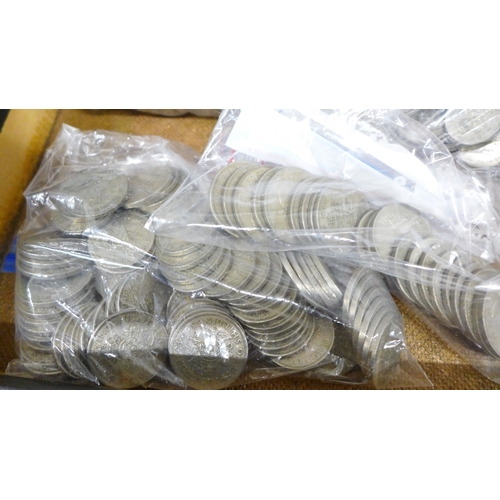 2133 - Coins; a collection of post 1947 pre-decimal coins, approximately 7kg