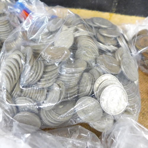 2133 - Coins; a collection of post 1947 pre-decimal coins, approximately 7kg