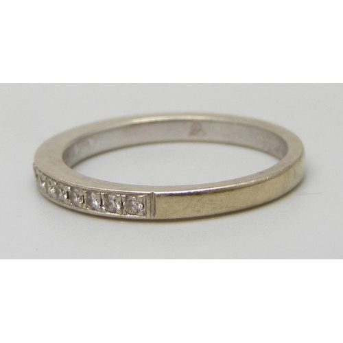 7268 - An 18ct white gold and diamond half eternity ring, 2.9g, M