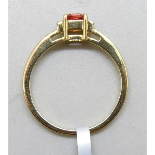 7273 - A 9ct gold white zircon and orange stone ring, 0.50ct, 2g, N/O