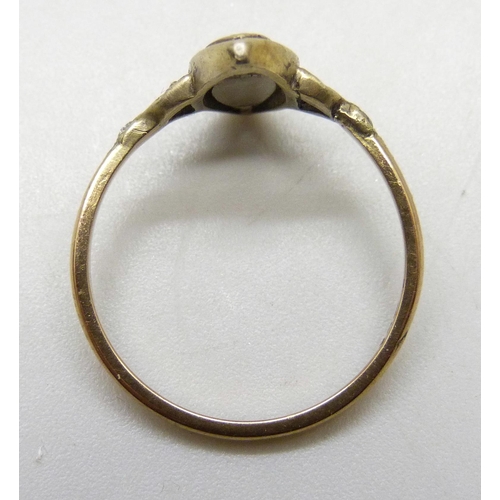 7299 - A marquise shape ring, the shank 9ct with an attached gilt metal replacement setting area, 2.2g, P