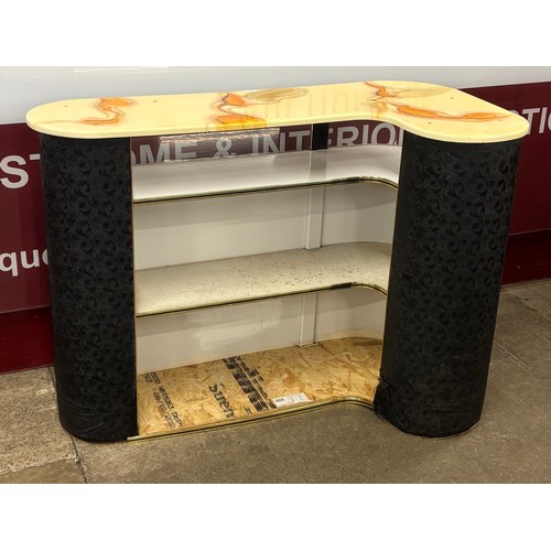 53 - An Italian style black fabric and faux marble topped cocktail bar