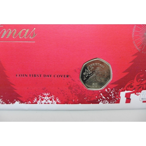 7444 - Mercury coin cover, Christmas 2007 coin first day cover with Gibraltar 2007 Christmas coin 50p pence