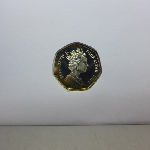 7444 - Mercury coin cover, Christmas 2007 coin first day cover with Gibraltar 2007 Christmas coin 50p pence
