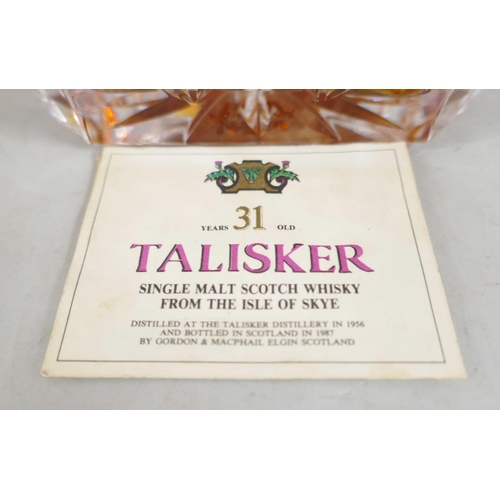 2002 - A 31 year old Talisker single malt Scotch whisky, bottled by Gordon and MacPhail in 1987, distilled ... 