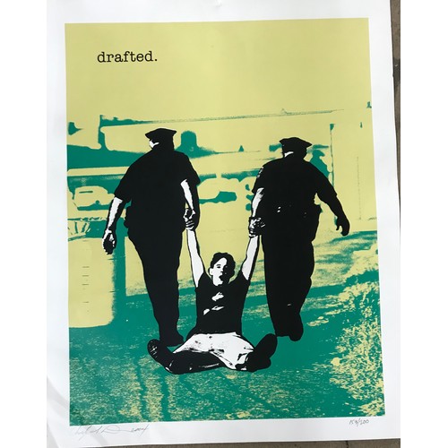 462 - Two Breaking Bad prints, one other and a walnut overmantel mirror