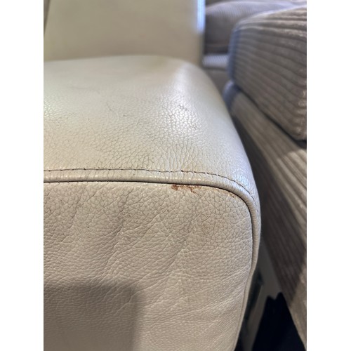 3039 - A three piece sectional leather sofa with power headrests (marked/damaged), original RRP £1449.99 + ... 