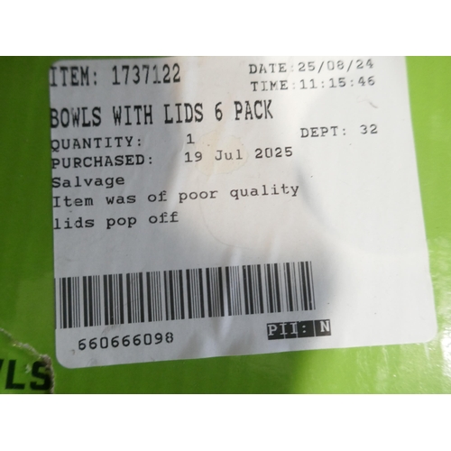 6010 - Six microwavable bowls with lids (371-108) *This lot is subject to VAT
