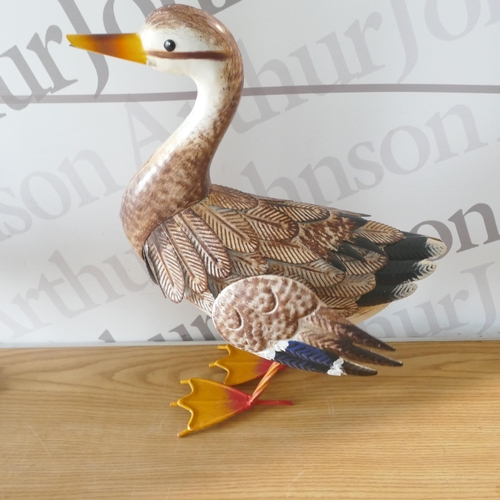 6018 - Two metal Evergreen ducks (371-441) *This lot is subject to VAT