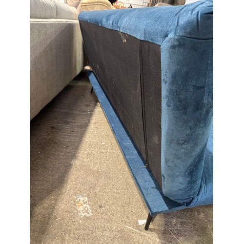 3053 - A Dunton cyan velvet 'clik clak' sofa bed