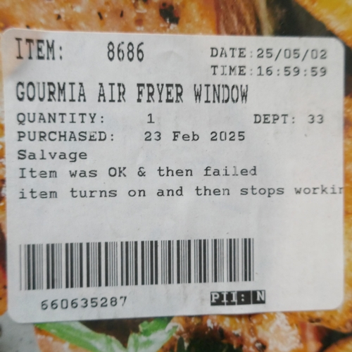 6086 - Gourmia air fryer window  (371-3) *This lot is subject to VAT