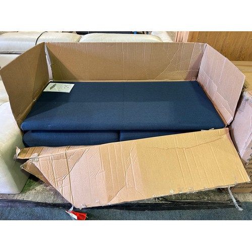 3066 - A Myrine blue fabric loveseat (unchecked)