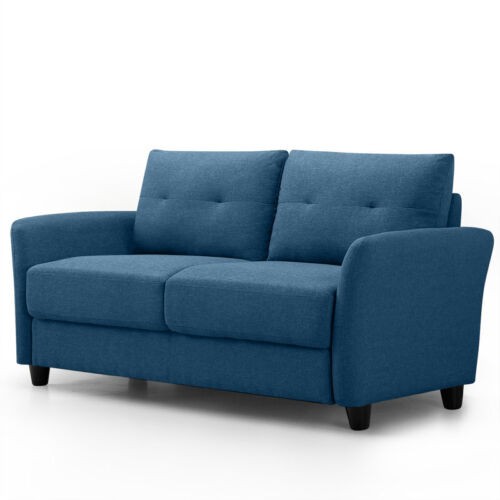 3066 - A Myrine blue fabric loveseat (unchecked)