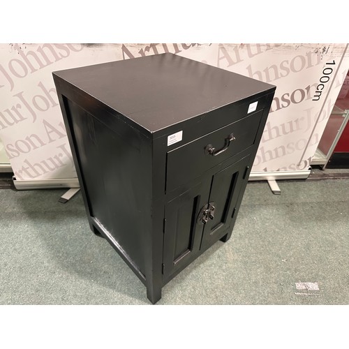 3015 - A black painted one drawer two door cabinet