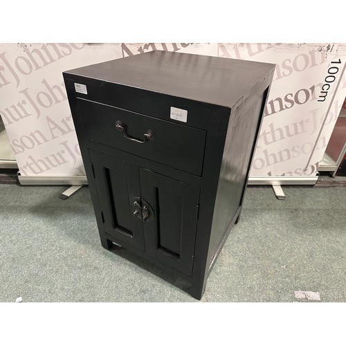3015 - A black painted one drawer two door cabinet