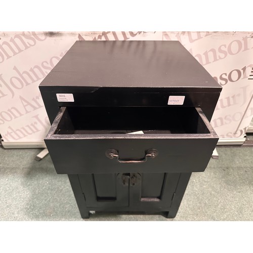 3015 - A black painted one drawer two door cabinet