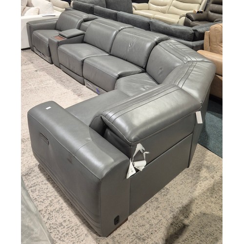 3102 - An Aiden & Ivy Karson 6 piece dark grey leather sofa (marked/torn) original RRP £1833.33 + VAT (4245... 