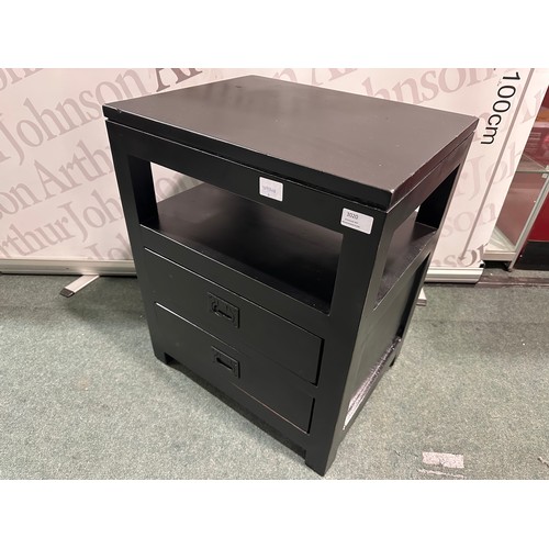 3020 - A black painted two drawer lamp table