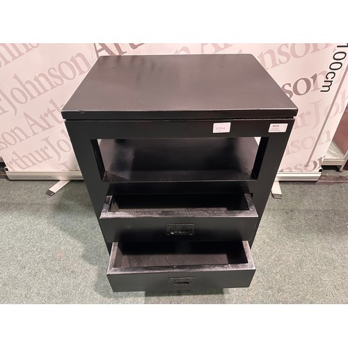 3020 - A black painted two drawer lamp table