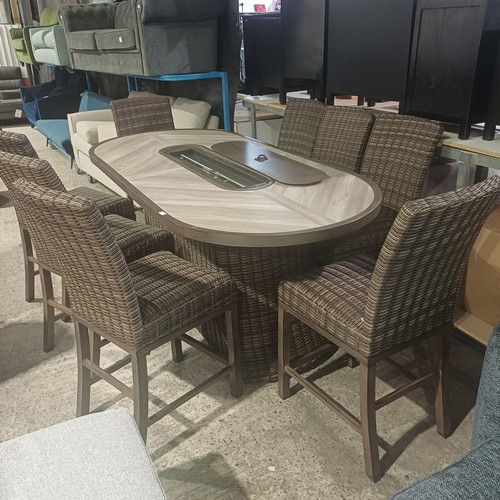 3047 - A Sunvilla Orvell 9 piece high dining fire set (tabletop scartched/marked) original RRP £1416.66 + V... 