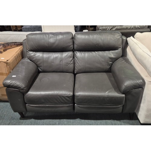 3072 - A Grace grey leather 2 seater power recliner (transit marked) original RRP £749.99 + VAT (4245-13) *... 