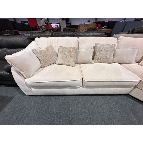3070 - An ivory pile velvet corner sofa (transit marked)