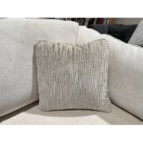 3070 - An ivory pile velvet corner sofa (transit marked)