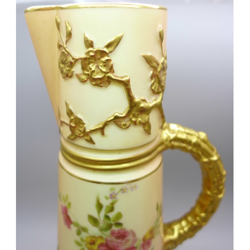 2004 - A Royal Worcester blush ivory claret jug dated 1899, 26cm